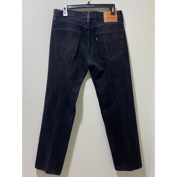 Levi's 505 Straight Fit Jeans Mens 32x34 Black Denim Regular Straight Leg - Picture 8 of 9